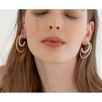 1 Paar Mode Einfarbig Künstliche Perle Kupfer Überzug Ohrringe main image 3