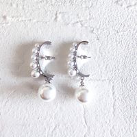1 Pair Fashion Round Artificial Pearl Copper Plating Drop Earrings sku image 2