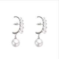 1 Pair Fashion Round Artificial Pearl Copper Plating Drop Earrings main image 3