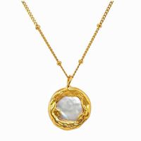 1 Piece Fashion Round Freshwater Pearl Copper Plating Pendant Necklace main image 3