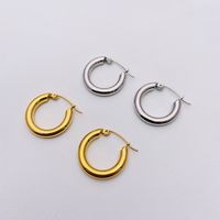 1 Pair Fashion Circle Titanium Steel Plating Hoop Earrings main image 1