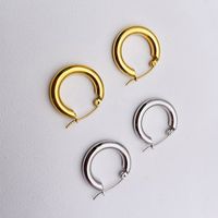 1 Pair Fashion Circle Titanium Steel Plating Hoop Earrings main image 2