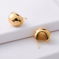 1 Pair Simple Style Solid Color Plating Titanium Steel Gold Plated Ear Studs main image 5