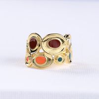 1 Piece Bohemian Oval Alloy Drip Glazed Plating Hollow Out 18k Gold Plated Women's Rings main image 1
