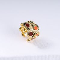 1 Piece Bohemian Oval Alloy Drip Glazed Plating Hollow Out 18k Gold Plated Women's Rings main image 4