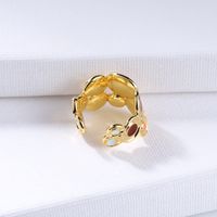 1 Piece Bohemian Oval Alloy Drip Glazed Plating Hollow Out 18k Gold Plated Women's Rings main image 3