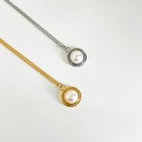 Fashion Round Copper Inlay Pearl Pendant Necklace main image 1