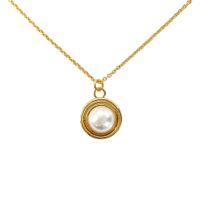 Fashion Round Copper Inlay Pearl Pendant Necklace main image 2