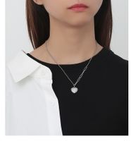 1 Piece Fashion Heart Shape Titanium Steel Inlay Zircon Pendant Necklace main image 2