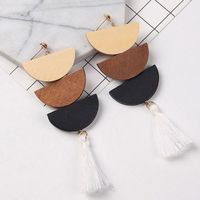 Wholesale Jewelry 1 Pair Ethnic Style Semicircle Tassel Wood Drop Earrings sku image 1