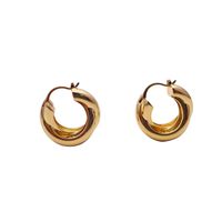 1 Paire Mode Couleur Unie Le Cuivre Placage Boucles D'oreilles Cerceau main image 5