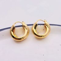 1 Pair Fashion Solid Color Copper Plating Hoop Earrings main image 4