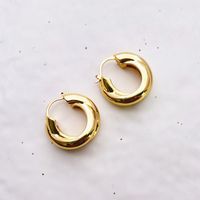 1 Pair Fashion Solid Color Copper Plating Hoop Earrings main image 3