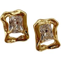 1 Pair Retro Geometric Plating Inlay Brass Zircon Gold Plated Ear Studs main image 5