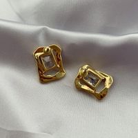 1 Pair Retro Geometric Plating Inlay Brass Zircon Gold Plated Ear Studs main image 3