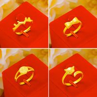 1 Piece Simple Style Fox Bow Knot Brass Open Ring main image 1