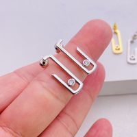 1 Pair Fashion Geometric Paper Clip Copper Inlay Zircon Ear Studs main image 3