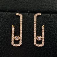 1 Pair Fashion Geometric Paper Clip Copper Inlay Zircon Ear Studs sku image 3