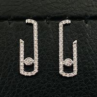 1 Pair Fashion Geometric Paper Clip Copper Inlay Zircon Ear Studs sku image 4