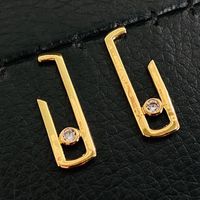 1 Pair Fashion Geometric Paper Clip Copper Inlay Zircon Ear Studs sku image 1