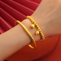 1 Piece Retro Solid Color Copper Plating Gold Plated Bangle main image 3