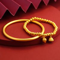 1 Piece Retro Solid Color Copper Plating Gold Plated Bangle main image 1