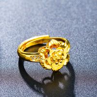 1 Piece Simple Style Flower Brass Plating Open Ring main image 4