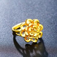 1 Piece Simple Style Flower Brass Plating Open Ring sku image 3