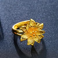 1 Piece Simple Style Flower Brass Plating Open Ring sku image 2