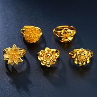 1 Piece Simple Style Flower Brass Plating Open Ring main image 1