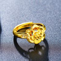1 Piece Simple Style Flower Brass Plating Open Ring sku image 4