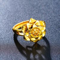 1 Piece Simple Style Flower Brass Plating Open Ring sku image 5