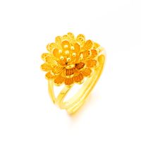 1 Piece Simple Style Flower Brass Plating Open Ring main image 3