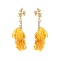 1 Pair Fashion Flower Cloth Pearl Inlay Rhinestones Women's Drop Earrings main image 5