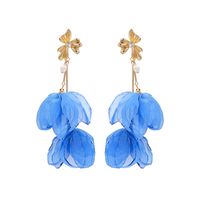 1 Pair Fashion Flower Cloth Pearl Inlay Rhinestones Women's Drop Earrings main image 4
