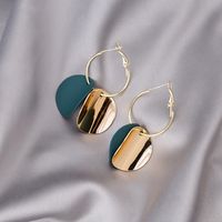 Wholesale Jewelry 1 Pair Vintage Style Color Block Alloy Gold Plated Drop Earrings sku image 2