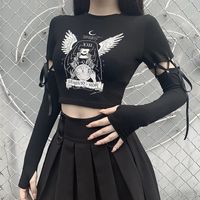 Women's T-shirt Long Sleeve T-shirts Patchwork Punk Printing sku image 4