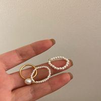 1 Piece Simple Style Round Artificial Pearl Copper Patchwork Rings main image 1