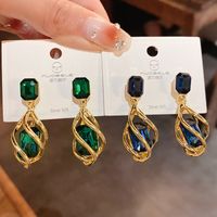 1 Pair Simple Style Square Alloy Inlay Rhinestones Women's Earrings main image 1
