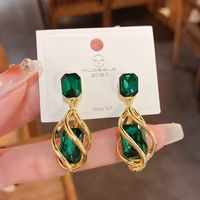 1 Pair Simple Style Square Alloy Inlay Rhinestones Women's Earrings main image 4