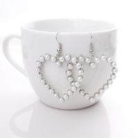 1 Pair Simple Style Heart Shape Alloy Inlay Pearl Women's Earrings sku image 2