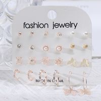 1 Juego Moda Forma De Corazón Aleación Labor De Retazos Enchapado Chapado En Oro Mujeres Aretes sku image 3