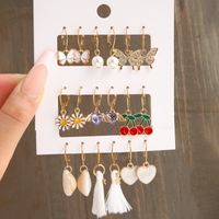 1 Set Fashion Heart Shape Alloy Patchwork Plating Gold Plated Women's Earrings main image 3
