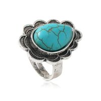 Classical Ethnic Style Water Droplets Alloy Inlay Turquoise Women's Open Ring main image 6
