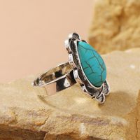 Classical Ethnic Style Water Droplets Alloy Inlay Turquoise Women's Open Ring main image 3