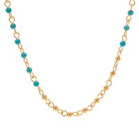 1 Piece Retro Color Block Stainless Steel Turquoise Plating Necklace main image 3