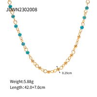 1 Piece Retro Color Block Stainless Steel Turquoise Plating Necklace main image 2