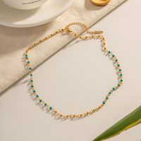 1 Piece Retro Color Block Stainless Steel Turquoise Plating Necklace main image 5