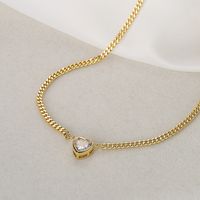 1 Piece Modern Style Square Water Droplets Heart Shape Copper Inlay Zircon Necklace main image 4