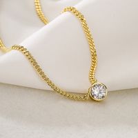 1 Piece Modern Style Square Water Droplets Heart Shape Copper Inlay Zircon Necklace sku image 2